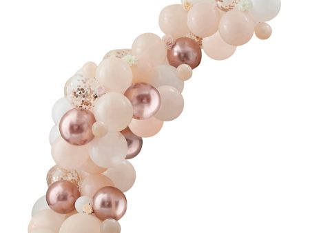 Baby in Bloom Peach, White & Rose Gold Balloon Arch Fashion