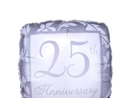 25th Anniversary Silver Elegant Square Balloon 45cm Online Sale