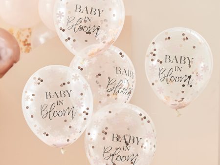 Baby in Bloom Rose Gold Baby Shower Confetti Balloons 5pcs Supply